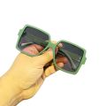 Oversized Square Vintage Korean Green Frame Purple Lens Trendy Sunglasses For Women. 