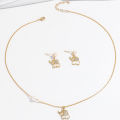 【Mega Sale】Women's New Style National Style Elephant Necklace Natural Freshwater Pearl Earrings suit Clavicle. 