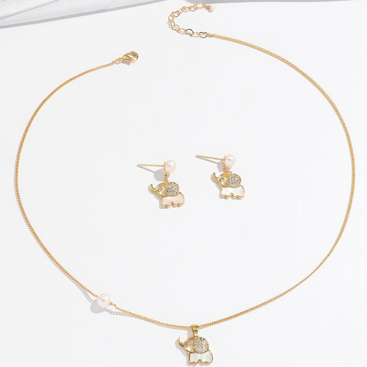 %E3%80%90Mega%20Sale%E3%80%91Women's%20New%20Style%20National%20Style%20Elephant%20Necklace%20Natural%20Freshwater%20Pearl%20Earrings%20suit%20Clavicle%20-%20Image%204