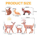ARELENE 6 Pieces Animals Figures Creatures Figurines Squirrel Deer Family Figurines Miniature Toys. 