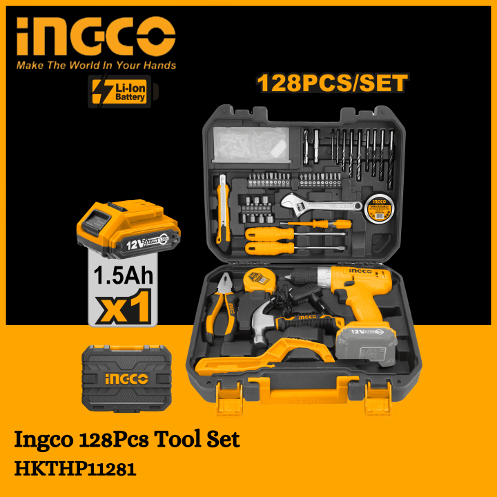 Ingco Brand New 128pcs With 12V Drill Machine Tools Set HKTHP11281 Daraz .np