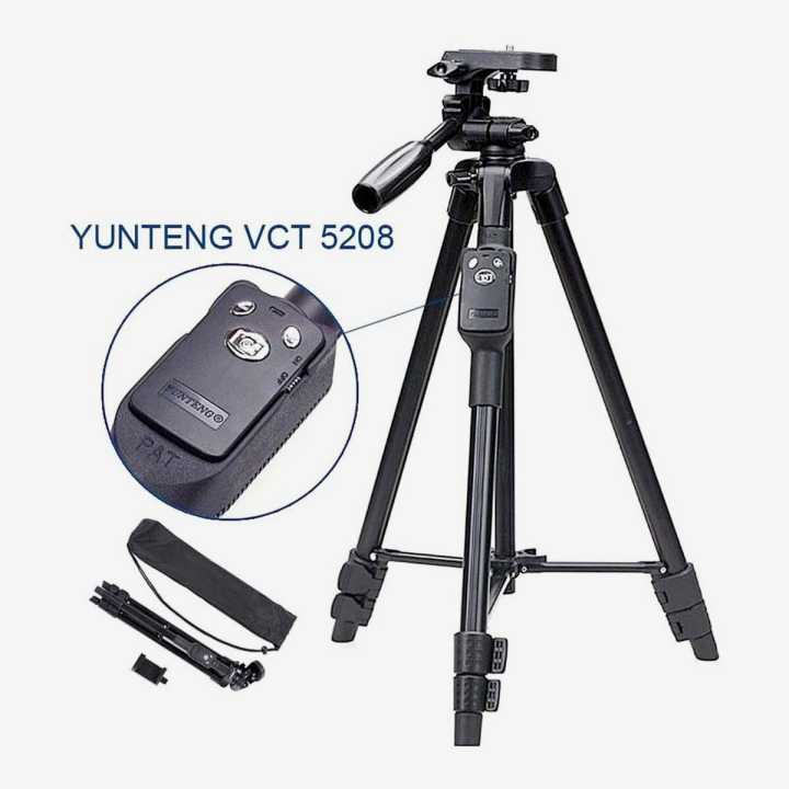 Yunteng 5208 Aluminum Light Weight Tripod With Bluetooth Remote For Smartphone