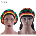 Sutuiying Unisex Knitted Braid Hat Jamaican Bob Rasta Beanie Hats Hip Hop Cap High Quality Men Dreadlocks Wig Bob Marley Caribbean Fancy Dress Headwear. 