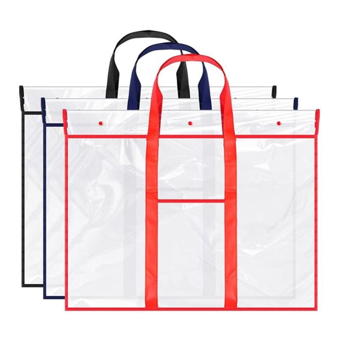 FORIDE 3 Pack Large Poster Storage Bag Bulletin Board Holder Art PVC Folder with Pocket Transparent Art Portfolio Organizer