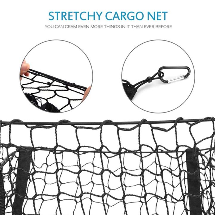 JINMY%202X%20Pocket%20Trunk%20Storage%20Bag%20Storage%20Heavy%20Cargo%20Net%20Suitable%20for%20Car%20SUV%20Pickup%20Bed%20Black%20Mesh%20Belt%208%20Hooks%20and%20Loops%20-%20Image%202