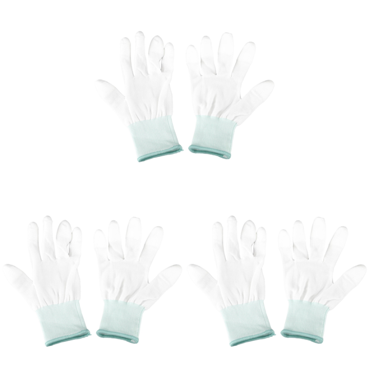 ARELENE 3 Pair ESD PC Computer Working Anti-Skid Anti Skid Anti-Static White Gloves New
