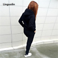 Linguolin Casual Tracksuit Women's Clothing Two-piece Tracksuit Plus Size Sets Warm suit for women Workout Set Top Pants. 