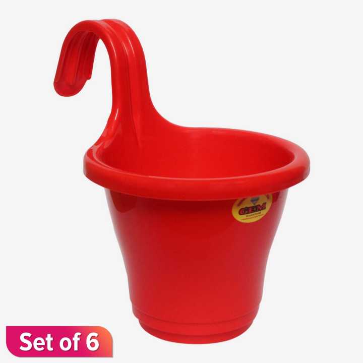 Red Plasticware Gem Plasticware Red Color Hanging Gamala Hg 8009 8009 Set Of 6 | Daraz ...