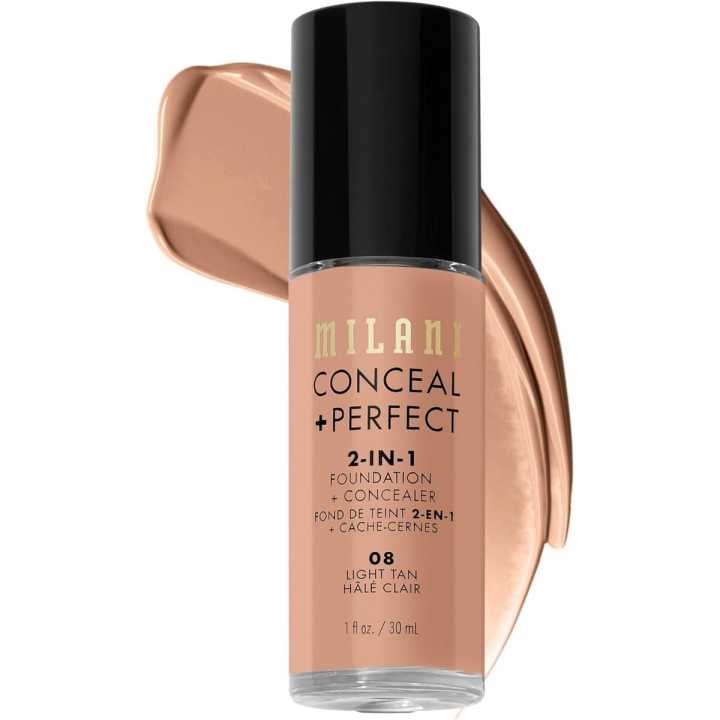 Milani Conceal + Perfect 2-In-1 Foundation - 08 Light Tan 30ml  by Genuine Collection