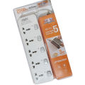 KOHINOOR KN-215 Power Extension Multiplug – 5 Sockets with Individual Switches, 3m Cable, 16A/4000W, Surge Protection, Type D Plug for Home & Office. 