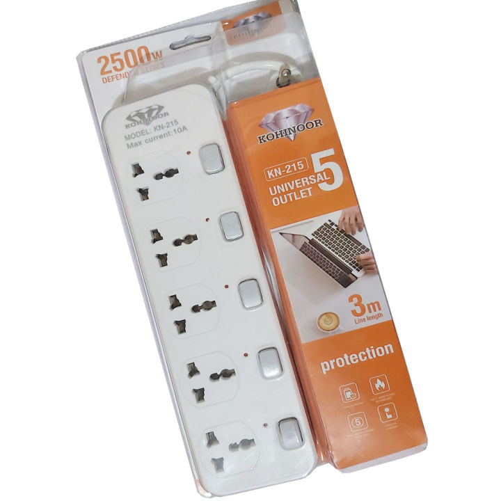 KOHINOOR%20KN-215%20Power%20Extension%20Multiplug%20%E2%80%93%205%20Sockets%20with%20Individual%20Switches,%203m%20Cable,%2016A/4000W,%20Surge%20Protection,%20Type%20D%20Plug%20for%20Home%20&%20Office%20-%20Image%204