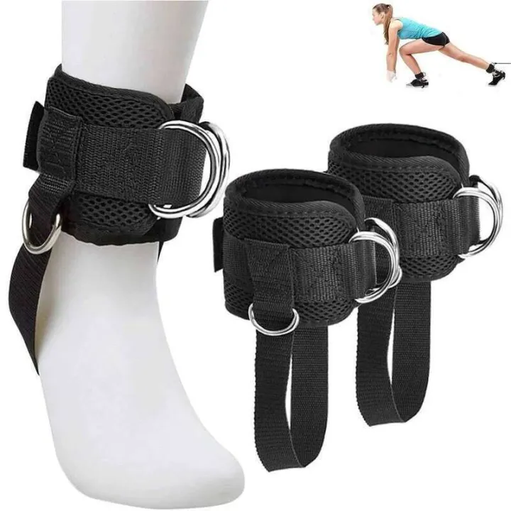 Fiess Strap Padded D-Ring Support Cuffs Ankle Gym Workouts Leg Strength ...