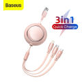 Baseus 3 in 1 Retractable USB Cable For iPhone 12 Pro Max 3.5A USB Micro Type C Quick Charging Cable For Sumsung Huawei Vivo Oppo Xiaomi Realme. 