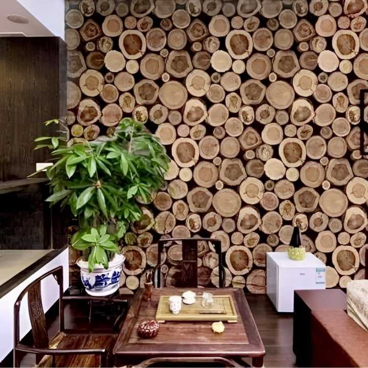 3D PVC Coated Embossed Wooden As Muda Design Washable Wallpaper