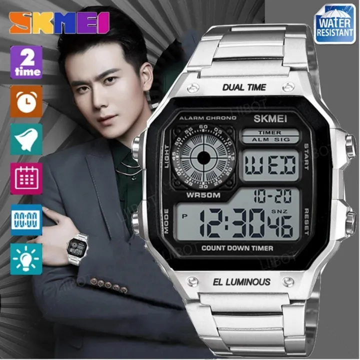 SKMEI%201335%20Double%20Time%20Digital%20Chronograph%20Watch%20For%20Men%20-%20Black/Silver%20-%20Image%202