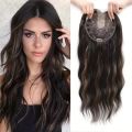 Seamless Ombre Topper Hair with Hair Bangs Long Wavy Curly Hair Synthetic Hair Toppers Natural 22 Inch Top Closures Hairpiece Increase Hair Volume. 