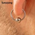 Sutuiying 1PC G23 Solid Titanium Circular Bead Ring Closer Ring Nose Lip Ring Labret Ear Tragus Helix Cartilage Daith Earrings Piercing. 