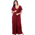 Fancyra Women Satin Solid Nighty Nightwear Set And Wrap Gown Half Sleeve Free Size. 