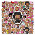 Artsy Home 50pcs Brown Skin Hello Kitty Sanrio Cartoon Stickers for Laptops and Skateboards Cellphone Guitar. 