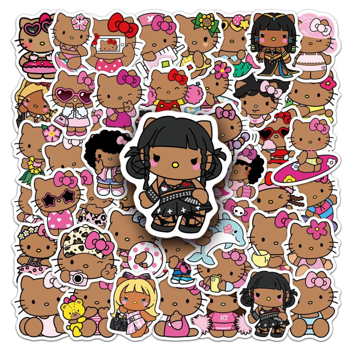 Artsy%20Home%2050pcs%20Brown%20Skin%20Hello%20Kitty%20Sanrio%20Cartoon%20Stickers%20for%20Laptops%20and%20Skateboards%20Cellphone%20Guitar%20-%20Image%203