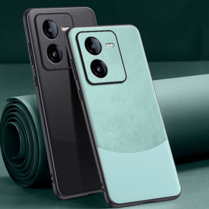 Luxury PU Leather Case For Vivo iQOO Z9 5G iQOOZ9 Back Cover Matte Silicone Shockproof Full Camera Protection Phone Case Coque