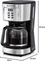 Black+Decker 900W 12 Cup 24 Hours Programmable Coffee Maker With 1.5L Glass Carafe And Keep Warm Feature For Drip Coffee And Espresso, Black - Dcm85-B5. 