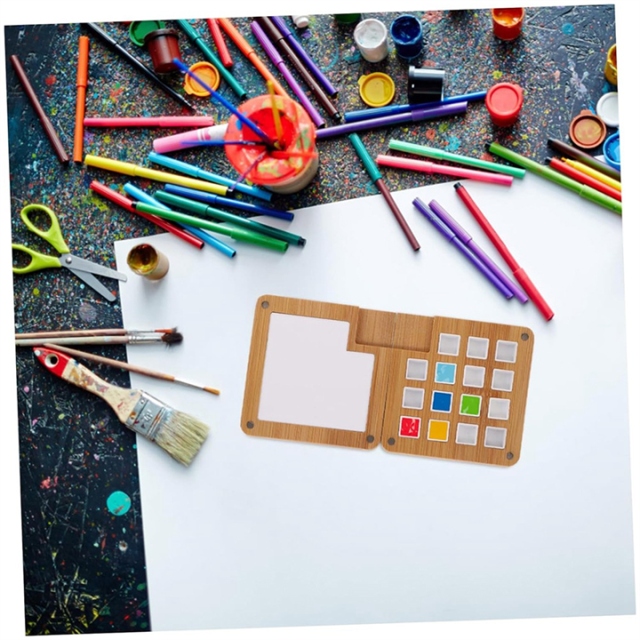 JAERBEE%202pcs%20Box%20Paint%20Box%20Wooden%20Paint%20Palette%20Paint%20Pallet%20Tray%20DIY%20Pigment%20Case%20Mini%20Watercolor%20Palette%20Watercolor%20-%20Image%204