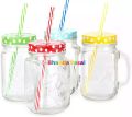 Colorful Glass Mason Jar With Lid Set Of 4. 