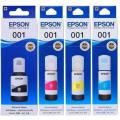 Epson 001 Genuine ink Set (Black+Magenta+Cyan+Yellow) L4150/L4160/L6160/L6170/L6190. 