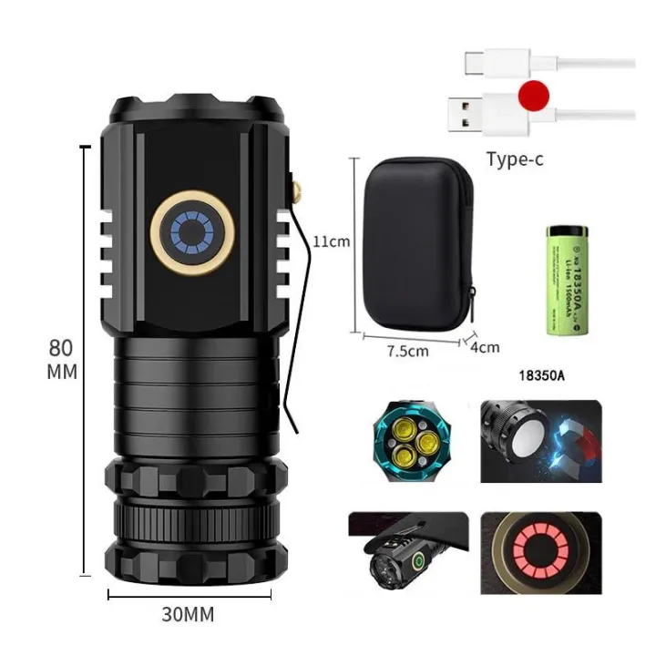 Luxury%20New%20Strong%20Light%20Magnetic%20Flashlight%20Aluminum%20Alloy%20Mini%20Portable%20Multifunctional%20Clip%20Cap%20Charging%203%20Light%20Small%20Flashlight%20-%20Image%202