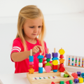 Educational Toys Geometric Color Shape Cognition Toys Interactive Montessori Stacks Blocks Puzzle Game Challenges DIY Wooden Beads Sequencing Toy Parent Child. 