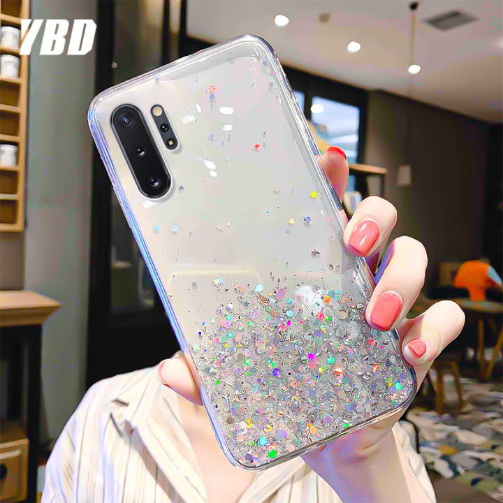 cute girls Phone Case For Samsung Galaxy Note 10 plus handphone casing for Galaxy Note 9Bling Glitter Star Space Soft TPU Back Cover