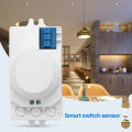 5.8GHz HF System LED Microwave 360 Degree Motion Sensor Light Switch Body Motion Detector,White. 