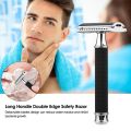 Double Edge Safety Razor Stainless Steel Manual Shaving Razor Long Handle Traditional Razor. 