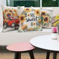 Farm Sunflower Pillow Covers 18X18 Inch Set of 4 Summer Decorative Throw Pillowcase Farmhouse Decor for Home. 