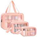 3 PCS  Set Clear Travel Toiletry, Makeup Cosmetic  Transparent Travel Wash Bag. 