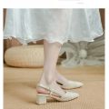 Fashion High Heels Women's Elegant French Style Fairy-style Pointed Mid-heel Comfortable Baotou Rear Chic Heel Sandals Shoes. 