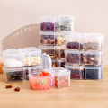 Food Storage Box Kitchen Organizer Container Set Vacuumed Lid Airtight Transparent Square For Dry Legume Spice. 