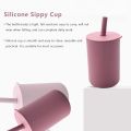 Toddler Cup Kids Silicone Training Cup with Straw Sprill Proof Sippy Cup Drinking Water Cup for Baby Boys Girls (Pink). 