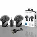 Wireless Lavalier Microphone 3 In1 Dual Mic Vlog Video Recording Interview Broadcasting Lapel Microphones Wireless Noise Cancelling Mic Suitable For Iphone, Android And 3.5 mm Jack Connector ( F11-2 Model). 