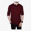 Solid Buttoned Full Sleeve Kurta Shirt For Men. 