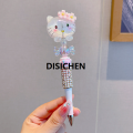 DISICHEN Sanrio Kuromi Ballpoint Pen Crystal Flash Diamond Rotating Neutral Pen Black Cute Girl Dreamy Cartoon Hello Kitty Pearl Pen Original. 