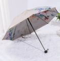 Double Sided Flower Print 3 Folding Reverse UV Umbrella With Portable Handbag  (Color As Per Availability). 