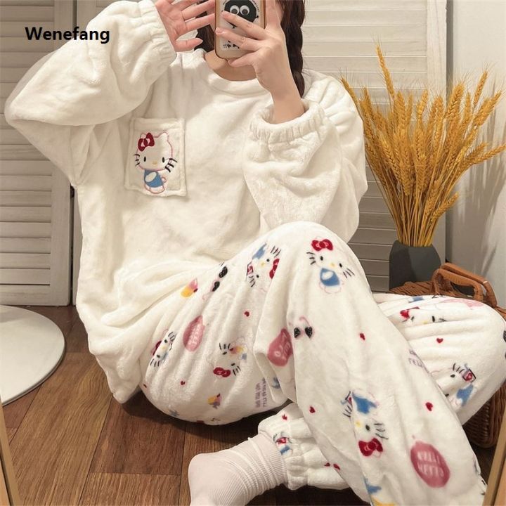 Wenefang%20Sanrio%20Hello%20Kitty%20Kuromi%20My%20Melody%20Pochacco%20Xmas%20Cartoon%20Plus%20Velvet%20Fashion%20Thickened%20Pajamas%20Creative%20Anime%20Movie%20Home%20Wear%20Set%20Gift%20-%20Image%204