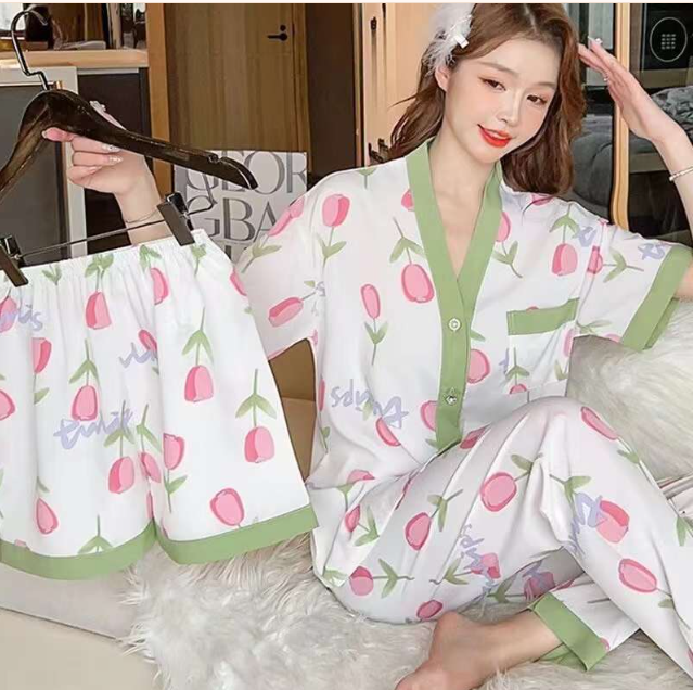 Women's Pajamas Piece Sets, Cute Print Sleepwear Short Sleeve
