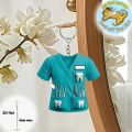 Personality Doctor Themed Dentist Costume Keychain 2D with Key Ring Dentist Pendant Plane Acrylic Doctor Hanging Decoration Gifts. 