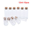 10PCS Mini Glass Bottles with Cork Stopper Clear Bottle Vial Wedding Decoration. 