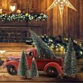 Nullmul Mini Christmas Tree Small Pine Trees on the Wooden Base Home Desktop Decoration. 