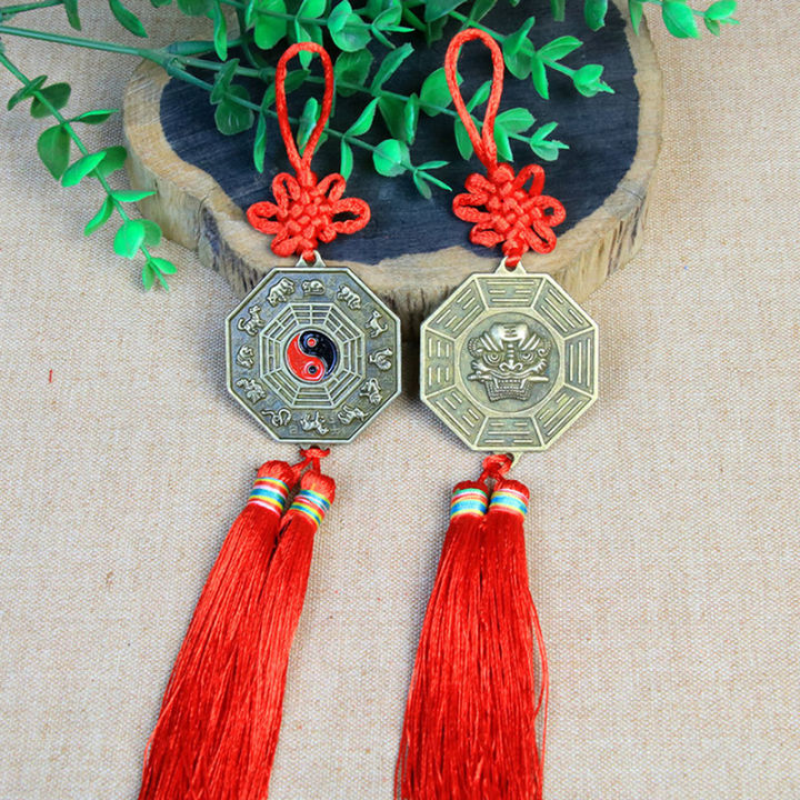 Chinese Feng Shui Mirror Yin Yang Bagua Mirror with Chinese Knot Hanging Decor