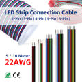 5/10Meter 22 AWG 2Pin 3Pin 4Pin 5Pin 6Pin Electronic Cable Extension Wire Color Line for 5050 3528 RGBW RGB CCT LED Strip Lights. 